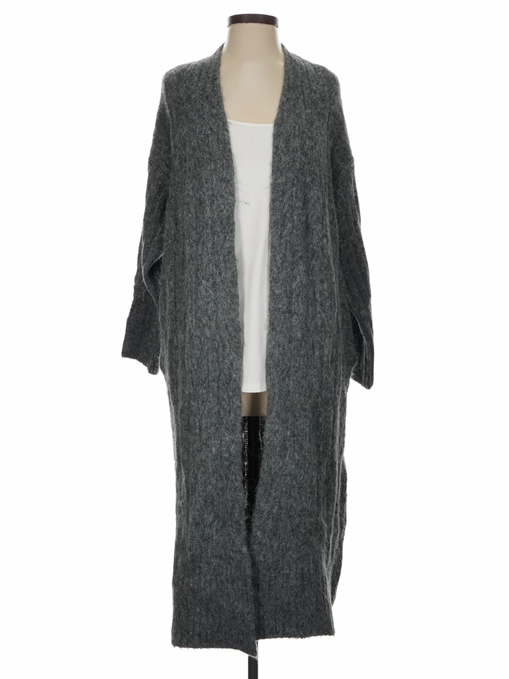 NEW Express Grey Longline Cardigan Sweater Small Open Front w/ Pockets Cozy NWT